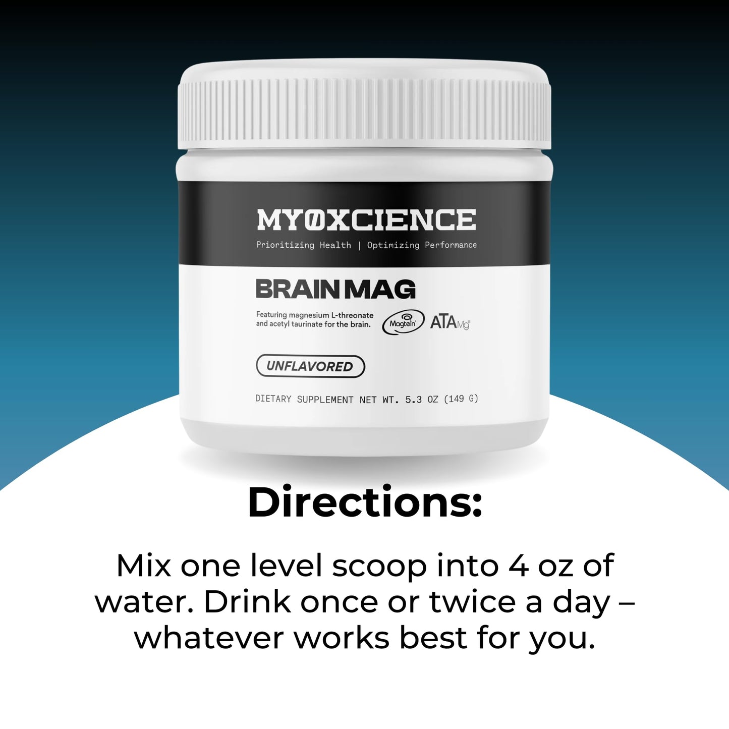 MYOXCIENCE Brain Mag | Magnesium L-Threonate Magtein & Magnesium Glycinate Powder (Unflavored) (60 Servings) - Maple Wellness Supplements