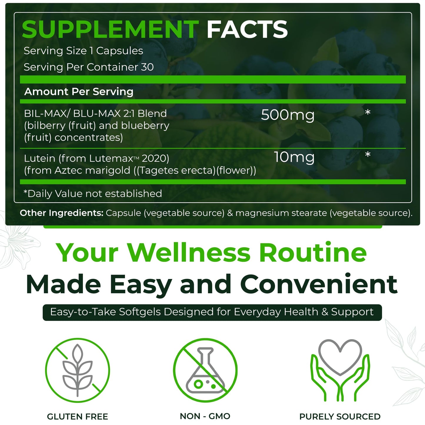 Natural Nutra Ultimate Eye Health Supplement - Bilberry & Blueberry Extract Blend for Day and Night Vision Support, Promotes Color Perception & Eye Clarity - Non-GMO, Vegan - 30 Capsules (Pack of 3) - Maple Wellness Supplements