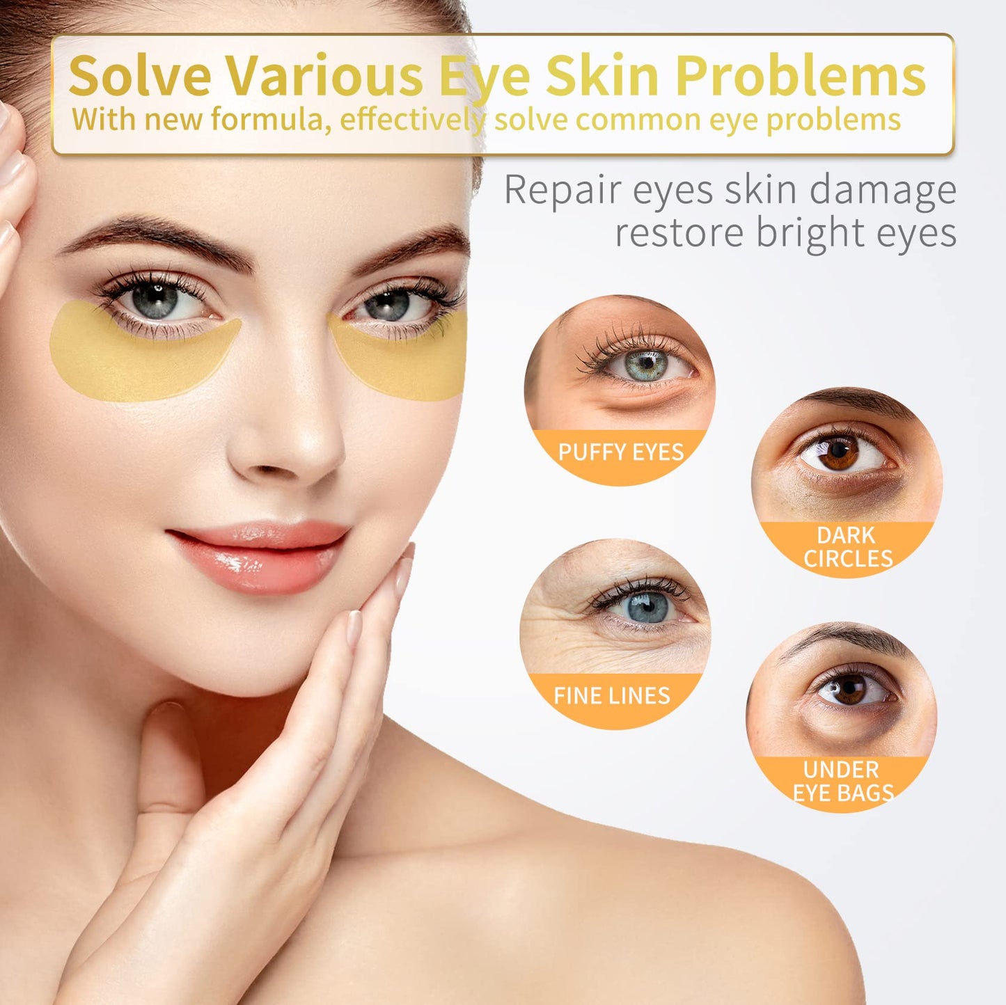 NAZANO 24K Gold Under Eye Patches - 60 Pack for Puffy Eyes, Dark Circles, Bags & Wrinkles - Maple Wellness Supplements