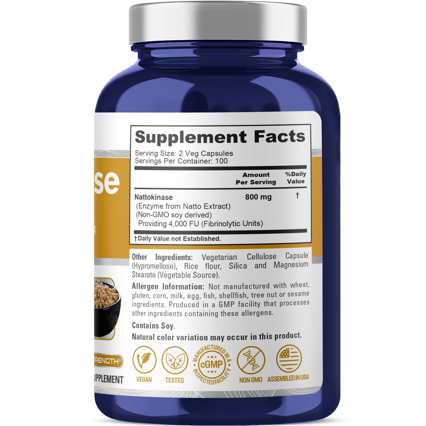 NusaPure Nattokinase 4000 FU 800mg, 200 Veggie Capsules (Vegan, Non-GMO) - Maple Wellness Supplements