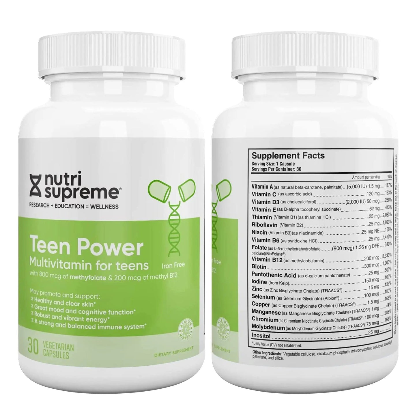 Nutri Supreme Teen Multivitamin for Boys and Girls 12-17, Best Kosher One Per Day Teen Vitamins, Formulated for Teen Development - Maple Wellness Supplements