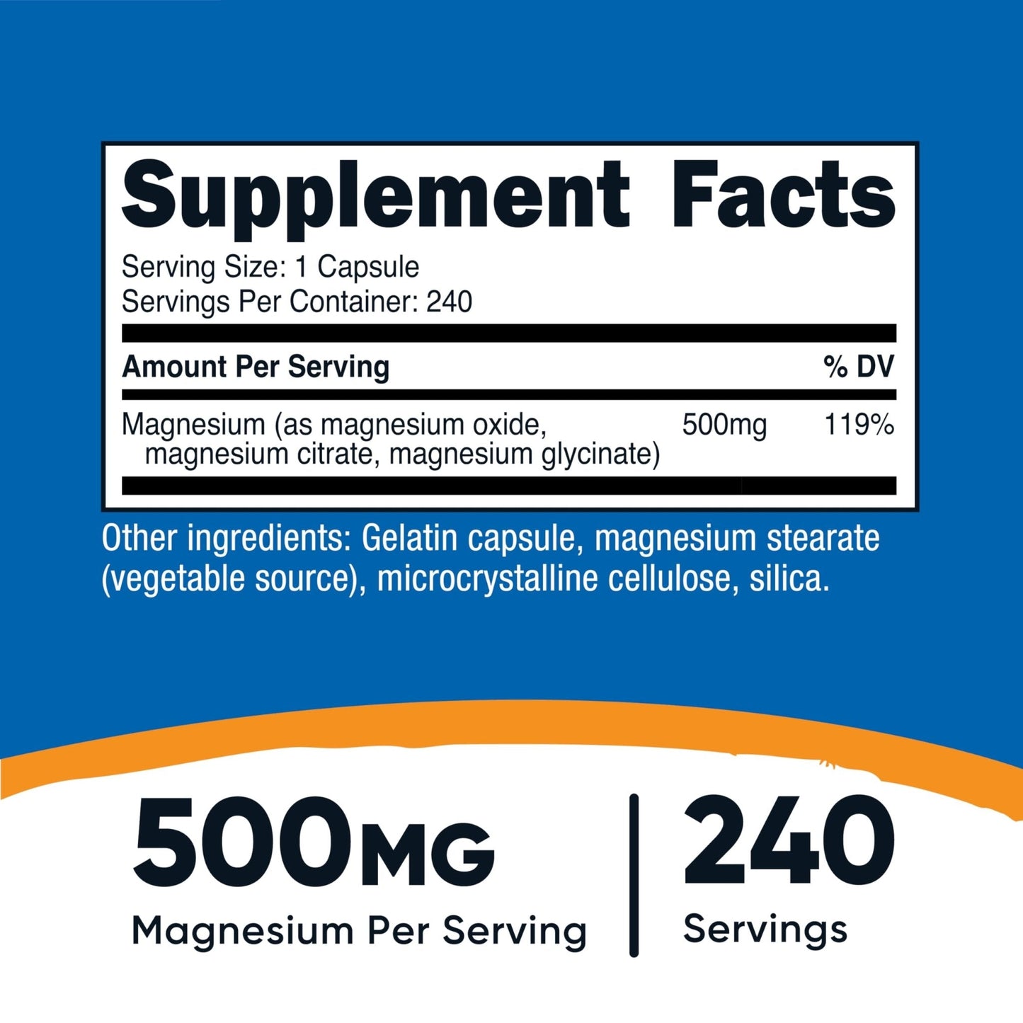 Nutricost Magnesium Complex 500mg, 240 Capsules - Magnesium Oxide, Citrate, and Glycinate - Gluten Free and Non-GMO - Maple Wellness Supplements