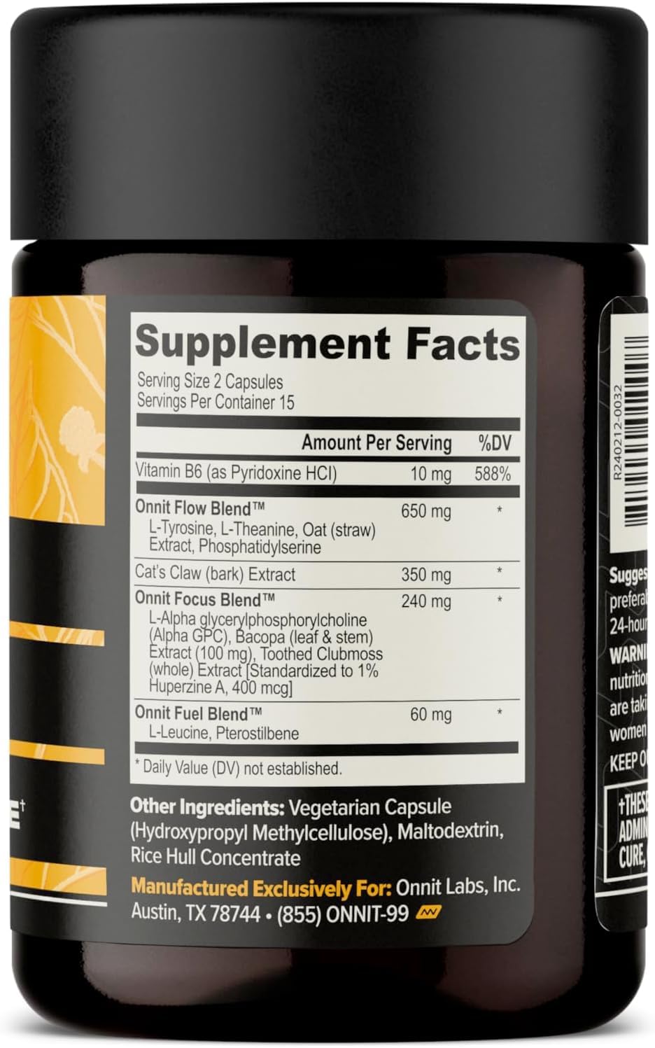 ONNIT Alpha Brain Nootropic Brain Supplement for Men and Women, IGEN Non-GMO Tested, Memory, Mental Clarity, Cognitive Support and Focus Capsules with L-Theanine and Vitamin B6, 30 Count - Maple Wellness Supplements