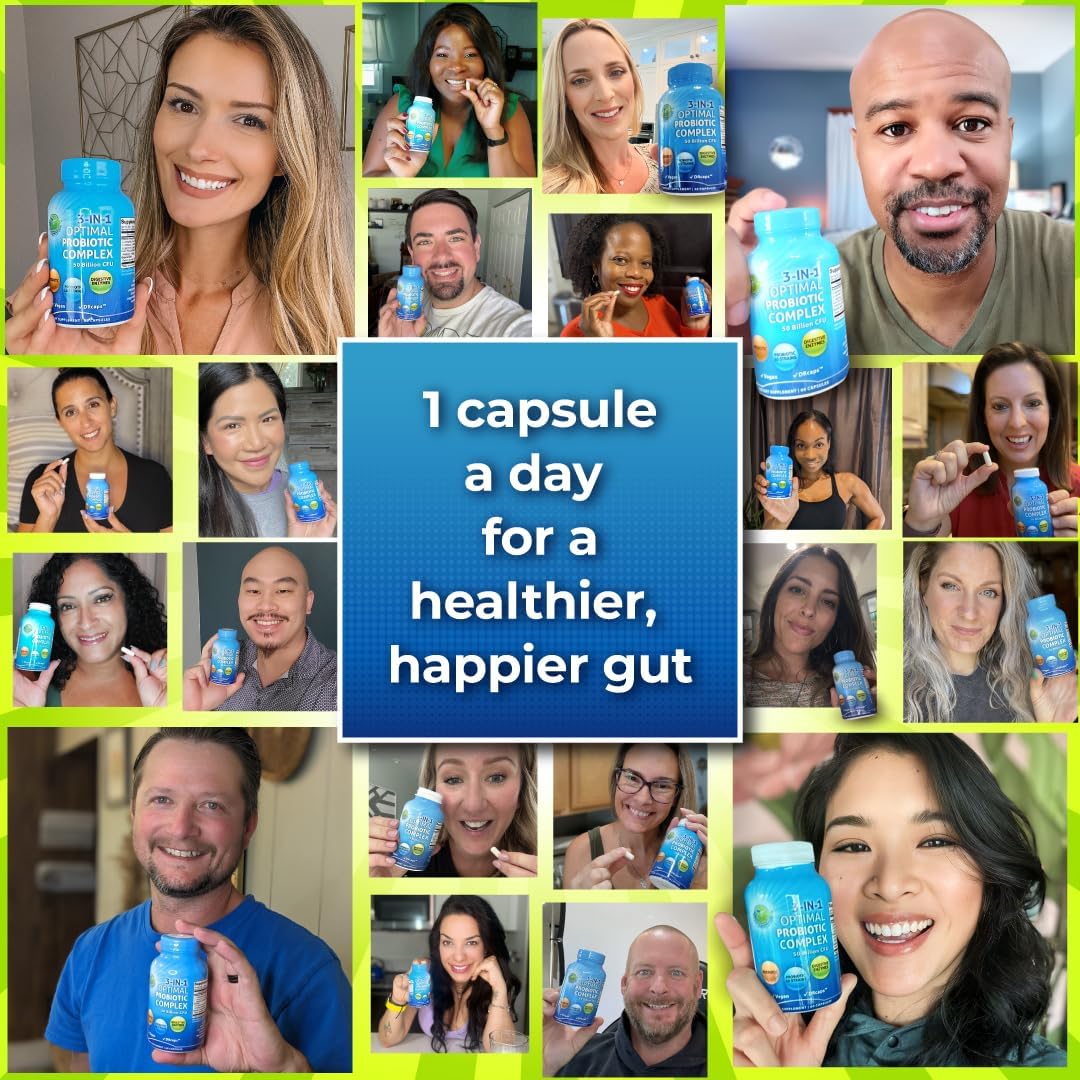 Probiotics with Digestive Enzymes and Prebiotic for Women and Men - 3-In-1 Vegan Probiotic Prebiotic Multi Enzyme Complex for Gut Health - Maple Wellness Supplements