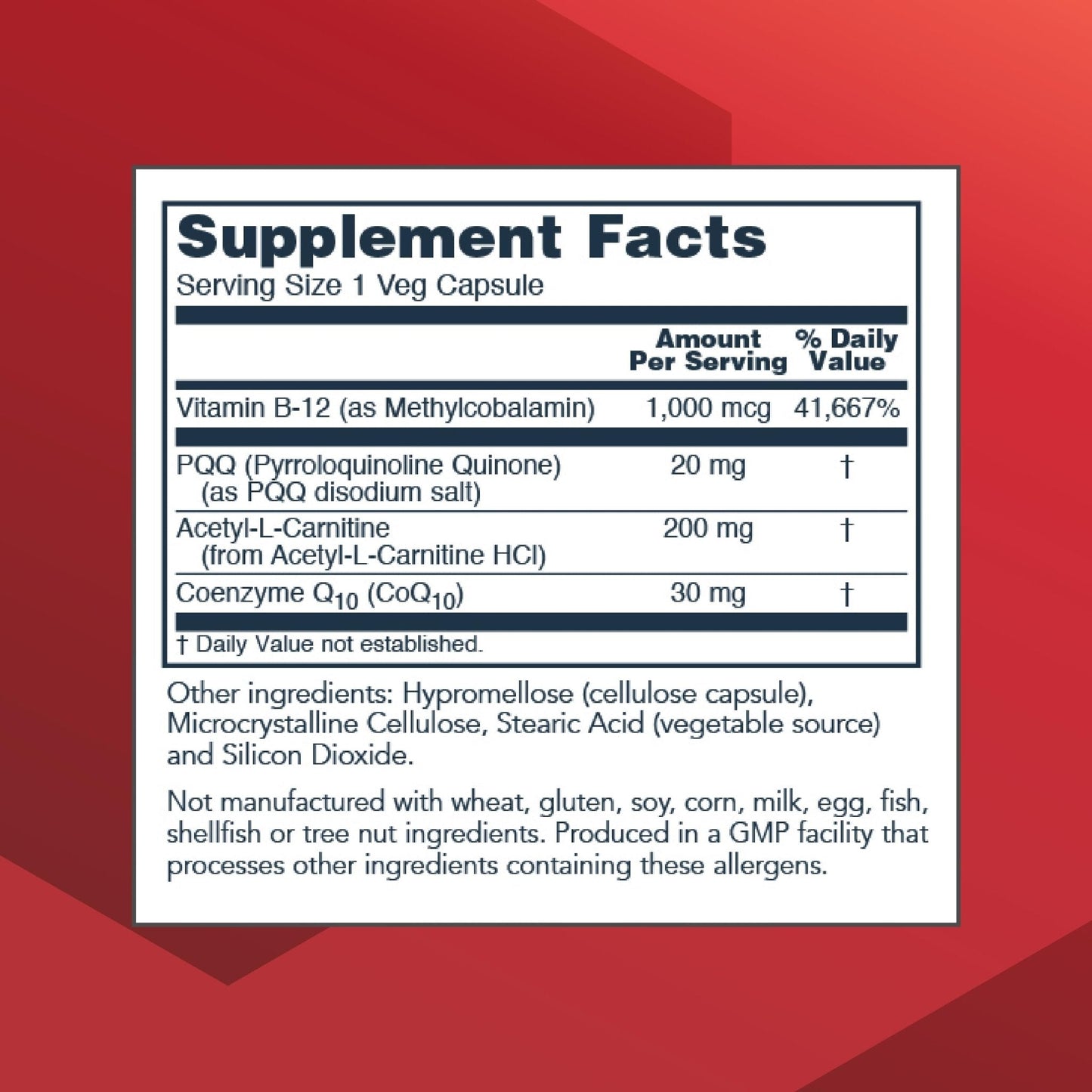 PROTOCOL FOR LIFE BALANCE PQQ Complex - Mitochondrial Health - with CoQ10 & L Carnitine - B Vitamin - Supplement for Energy - 30 Veg Caps - Maple Wellness Supplements