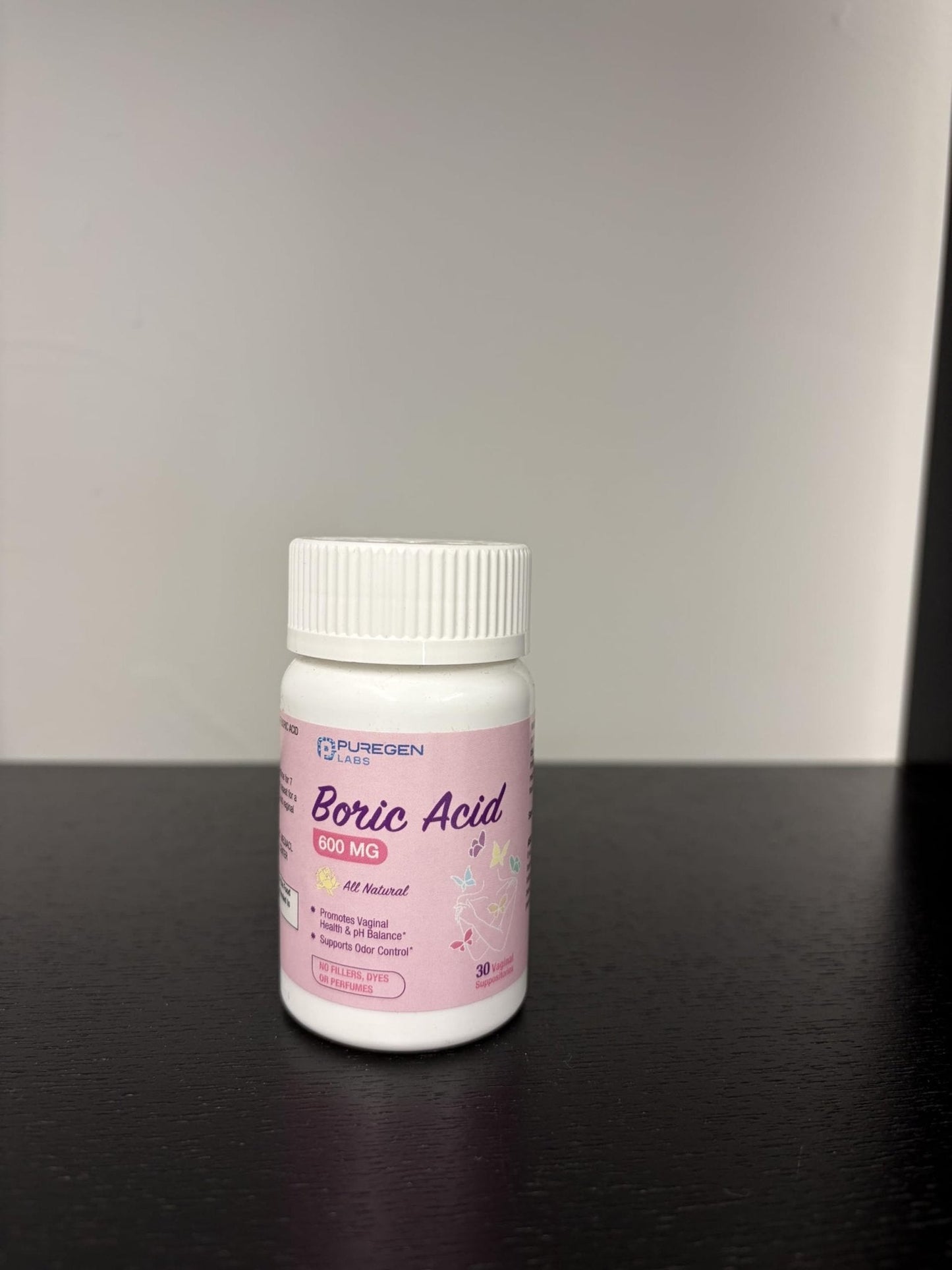 Puregen Labs Boric Acid 600 mg Vaginal Suppositories - 100% Pure | All Natural Without Dyes or Fillers | Made in USA - Supports Vaginal pH Balance and Odor Control (30 Count) - Maple Wellness Supplements