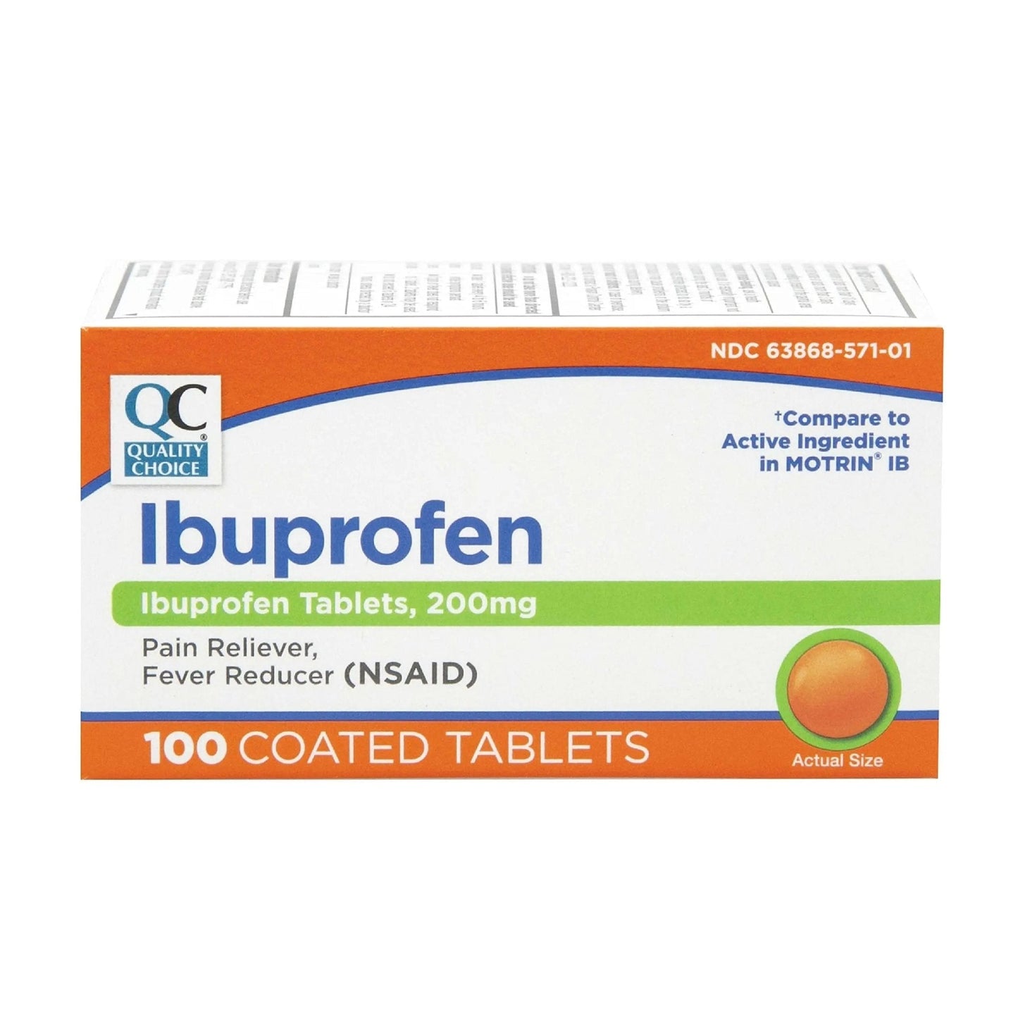 Quality Choice Ibuprofen Tablets, 200 mg, Pain Reliever and Fever Reducer for Arthritis, Toothache, Back Pain, Headache, Body Aches, and More 100 Count of Coated Tablets - Maple Wellness Supplements