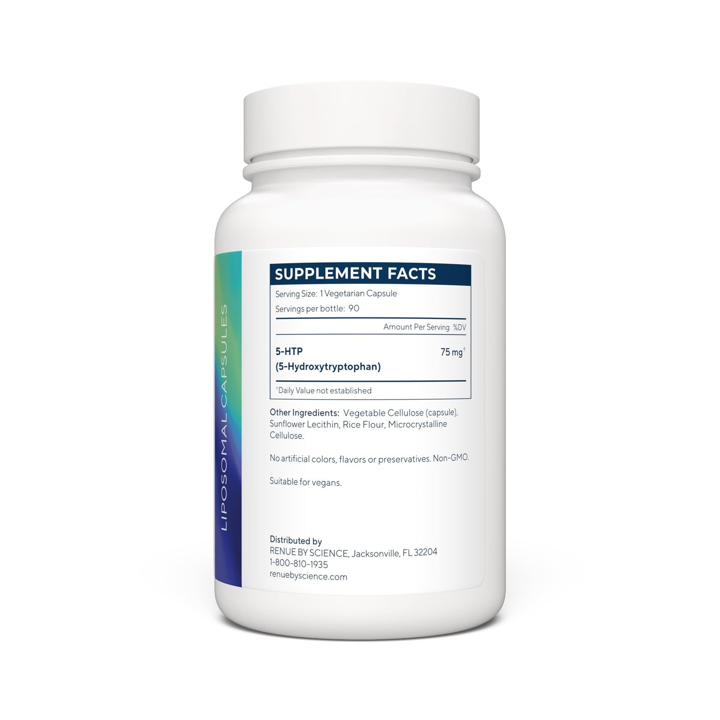 Renue By Science 5HTP | Liposomal 5 HTP Supplement | 90 5-HTP Capsules - 75mg 5-hydroxytryptophan per Serving | Amino Acid Supplement | Non-GMO | Made in The USA & Third-Party Tested - Maple Wellness Supplements
