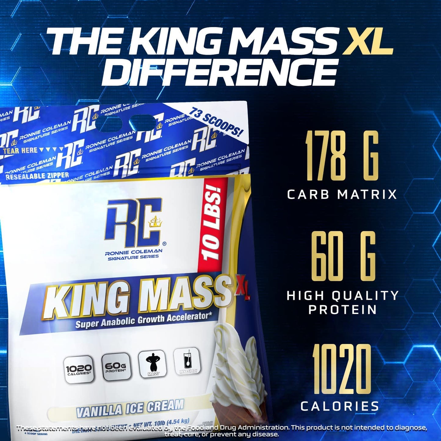 Ronnie Coleman Signature Series King Mass XL Mass Gainer Protein Powder, Muscle - Maple Wellness Supplements