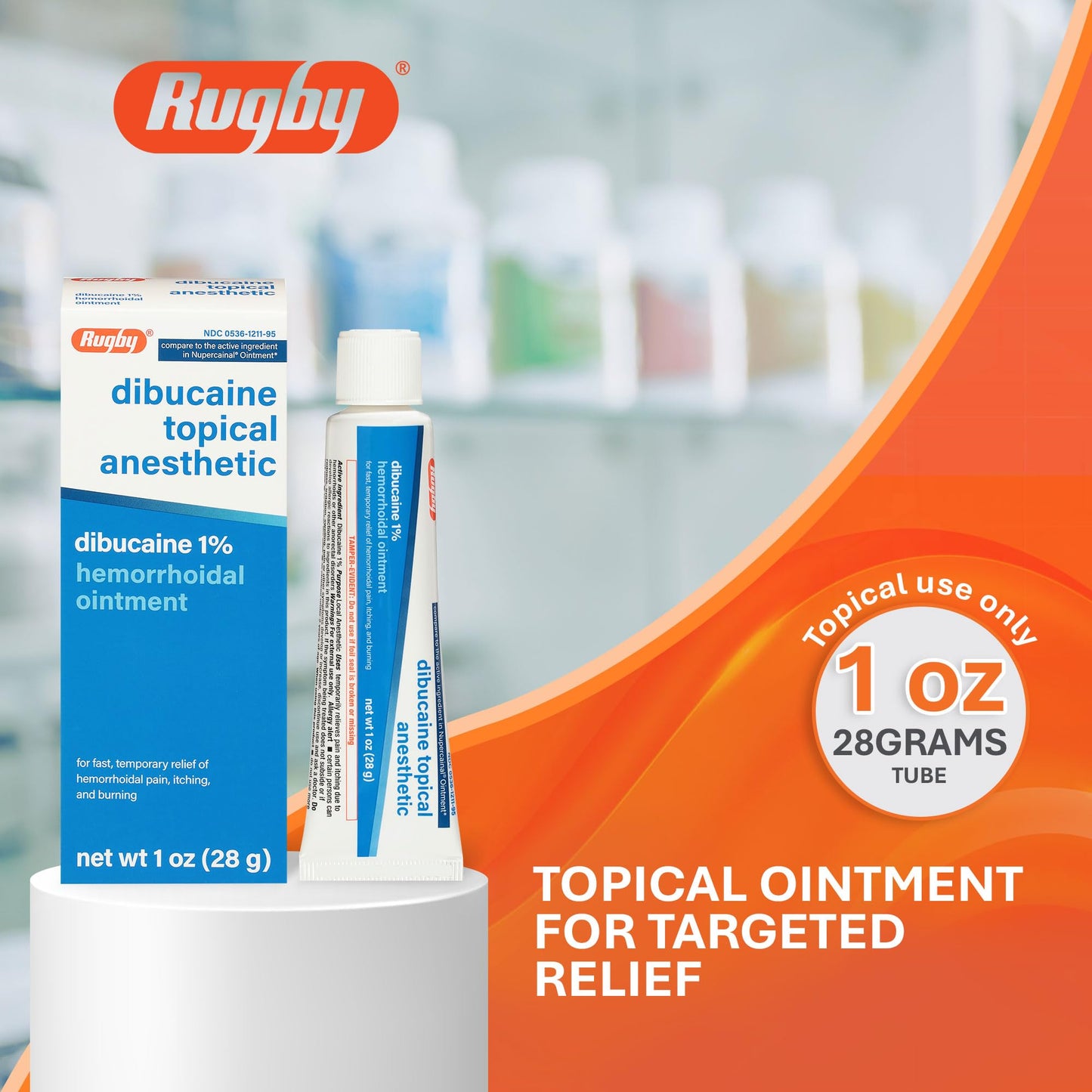 Rugby Dibucaine Topical Anesthetic 1% Hemorrhoid Ointment - Pain Relief Cream for Itching and Burning, Hemorrhoid Treatment, Anti Itch Cream 1 Oz (3 Pack) - Maple Wellness Supplements