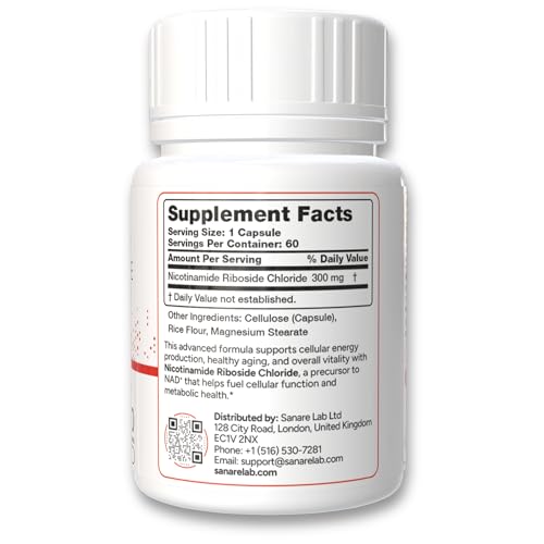 Sanare Lab NAD+ Supplement with Nicotinamide Riboside (NR) 300 mg | Cellular Energy & Metabolism Support | 60 Capsules - Maple Wellness Supplements