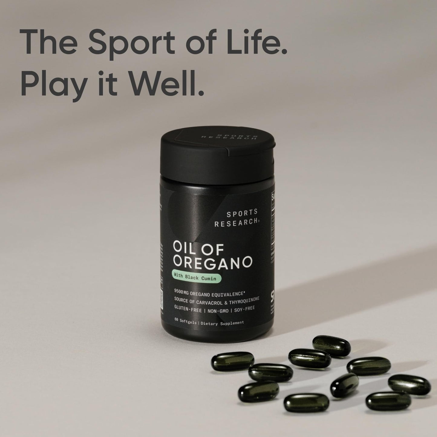 Sports Research® Oil of Oregano 9500mg w/Black Seed Oil & Coconut MCT Oil - Antioxidant Combination Supplement Rich in Thymoquinone & Carvacrol - Gluten Free · Non-GMO - 60 Softgels - Maple Wellness Supplements