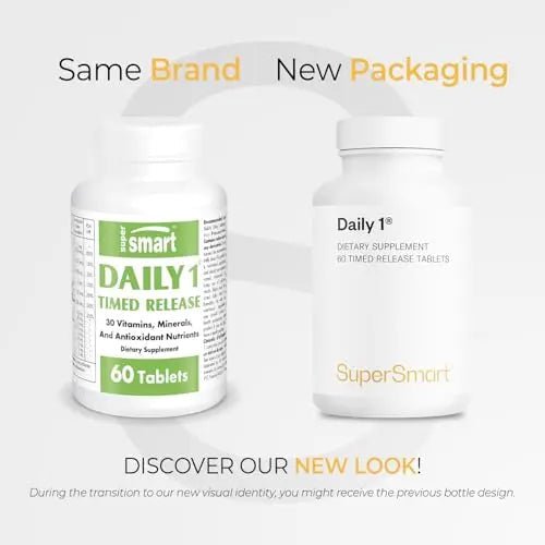Supersmart - Daily 1® Timed Release - Multivitamin Supplement for Women & Men - with BioPQQ®, Vitamin A, B, C, D & E, Biotin, Quercetin & Fisetin | - Maple Wellness Supplements
