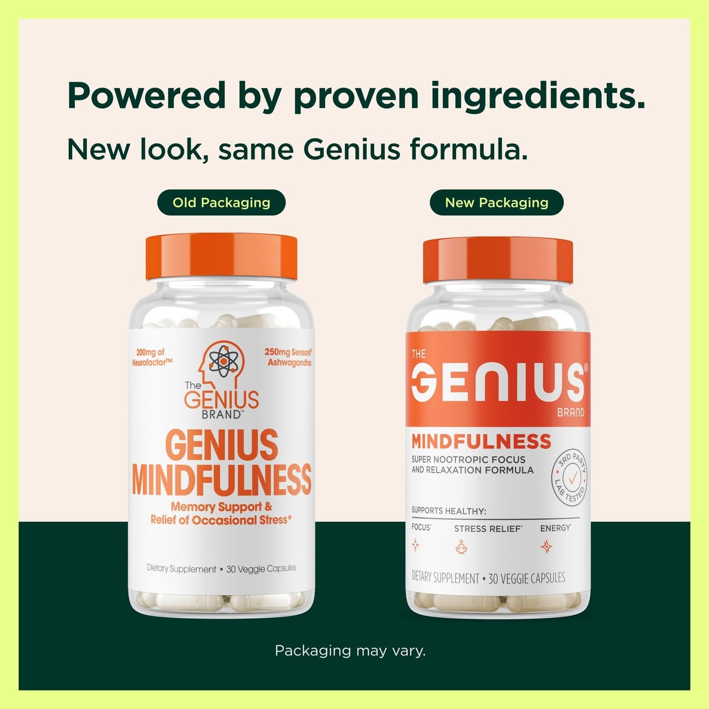 The Genius Brand Genius Mindfulness - Brain Health Supplement - Supports Healthy Mindsets - Calm, Energy, Memory & Focus Support - Ashwagandha, NeuroFactor & More - 30 Veggie Pills - Maple Wellness Supplements
