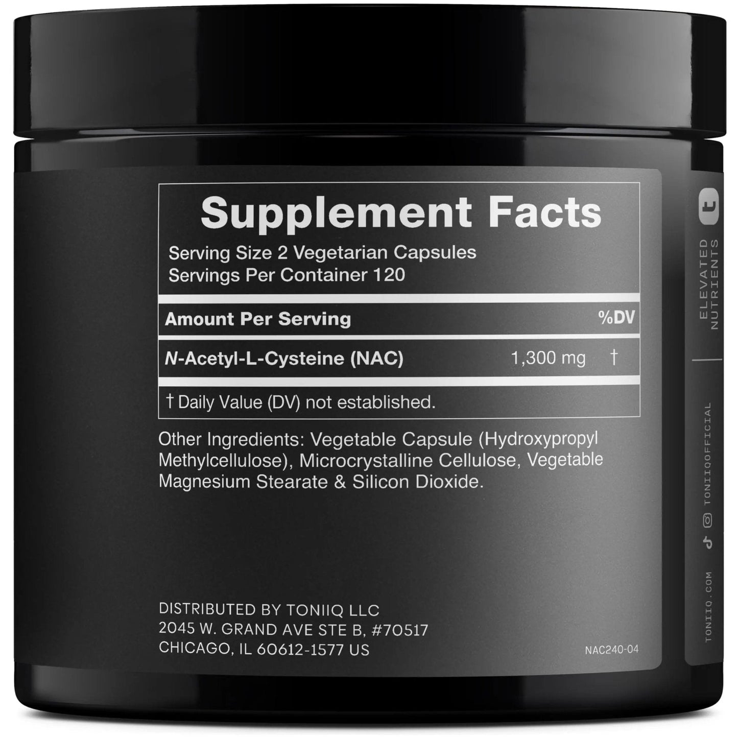 Toniiq 1300mg NAC - 4 Month Supply - Min. 98%+ Tested Purity - Ultra High Strength Bioavailable NAC Cysteine Supplement - 240 Vegetarian N Acetyl Cysteine Capsules -Lab Tested TQ - Maple Wellness Supplements