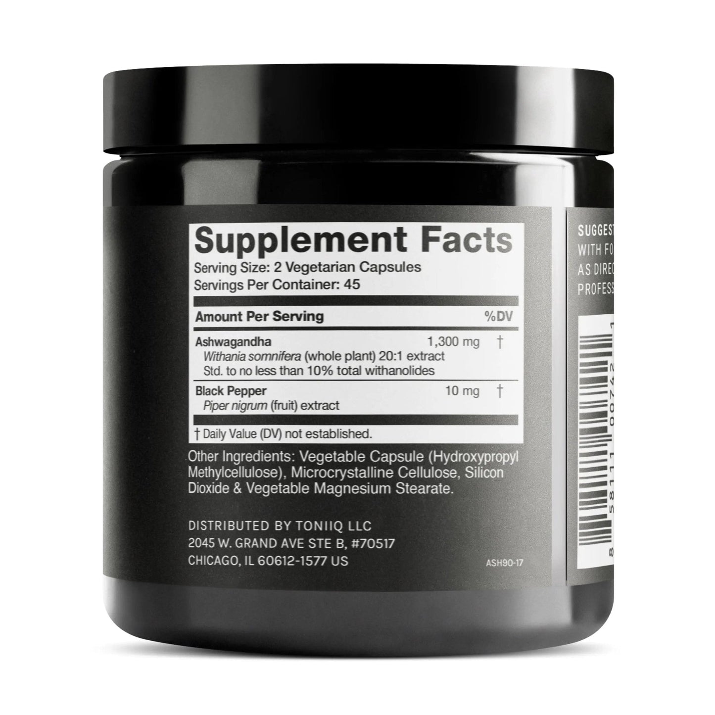 Toniiq Ashwagandha - Ultra High Potency 20:1 Extract with 10% Withanolides - Wild Harvested in India - Highly Concentrated - Third-Party Lab Tested - 90 Capsules - Maple Wellness Supplements