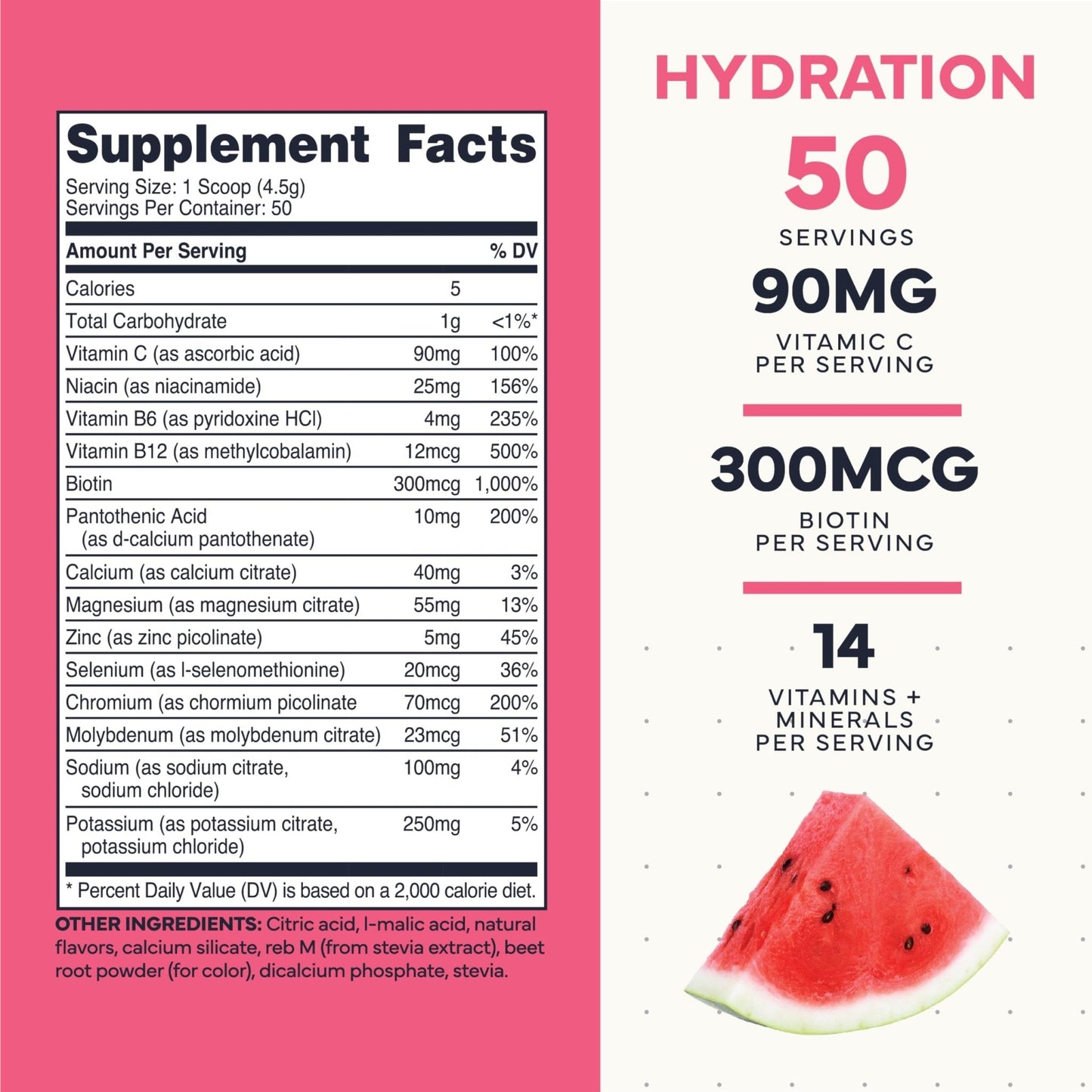 Type Zero Clean Electrolytes Hydration Powder Drink Mix + 14 Essential Vitamins & Minerals - Sugar Free, Zero Artificial Ingredients - Watermelon Flavor, 50 Servings - Maple Wellness Supplements