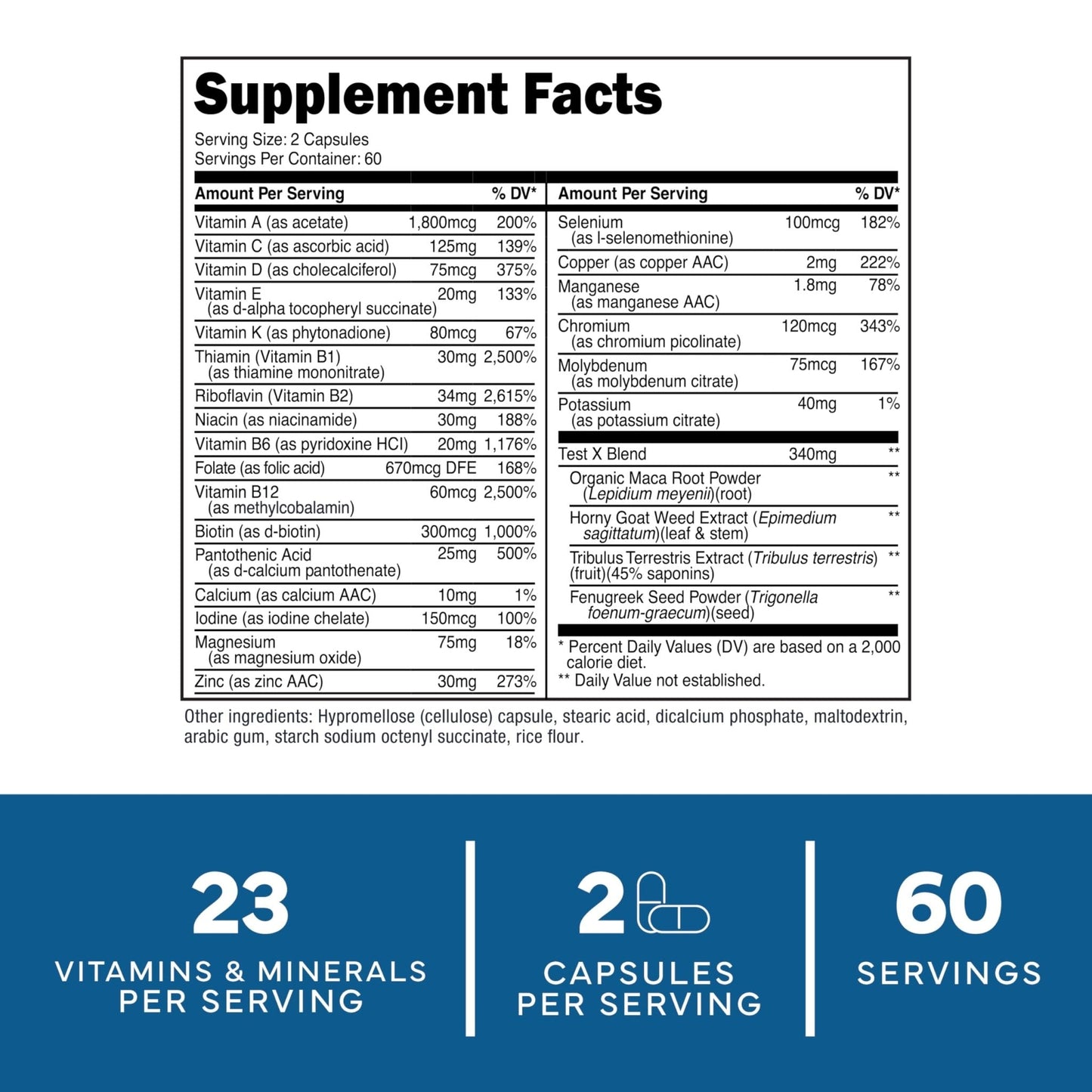 Type Zero Multivitamin Capsules for Men (120 Capsules) (1200 mg) - Gluten-Free, 60 Servings - Maple Wellness Supplements