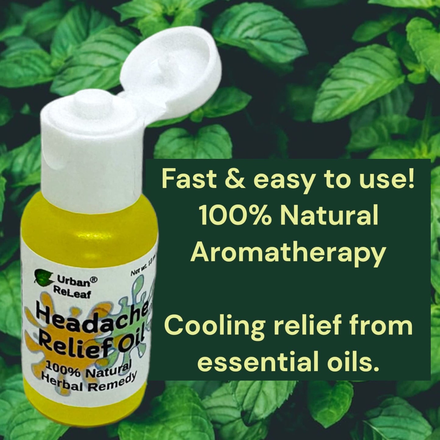 Urban ReLeaf Headache Relief Oil! 100% Natural Herbal Remedy, Sinus, Tension, Neck, Temples. Made in USA! Works Fast! Gentle Essential Oil Relief - Maple Wellness Supplements