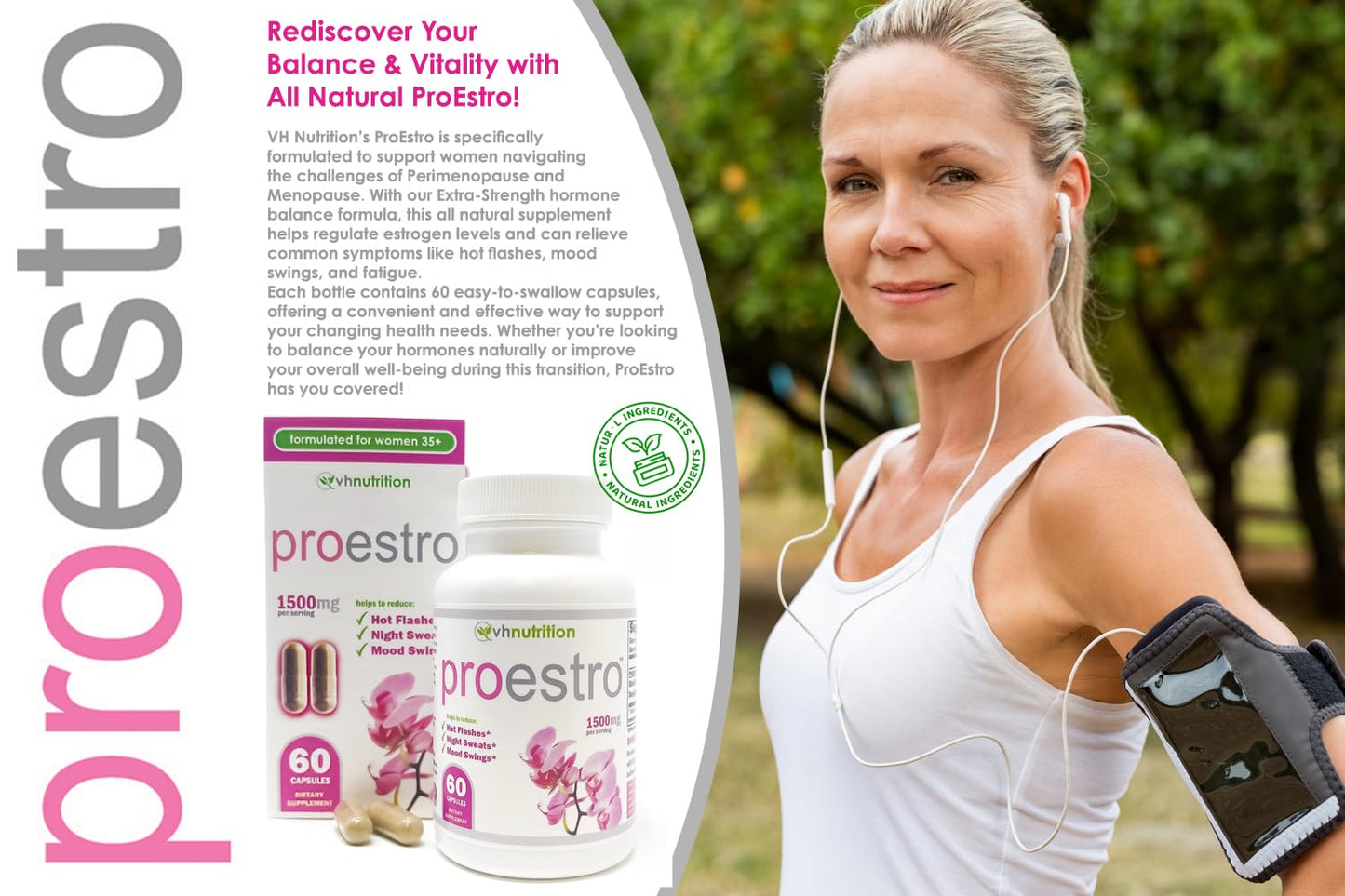 VH Nutrition PROESTRO | Estrogen Support* Supplement for Women | Extra Strength Hormone Balance* for Her | 60 Capsules in Easy to Swallow Pills - Maple Wellness Supplements