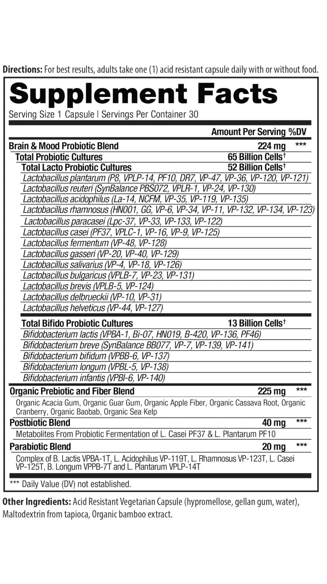 Vital Pro Naturals - Brain & Mood Probiotics + Prebiotics, Postbiotics, Parabiotics, 4-in-1 Health Supplement for Adults, High Potency, 67 Strains, Digestive, Brain and Immune Health, 30 ct - Maple Wellness Supplements
