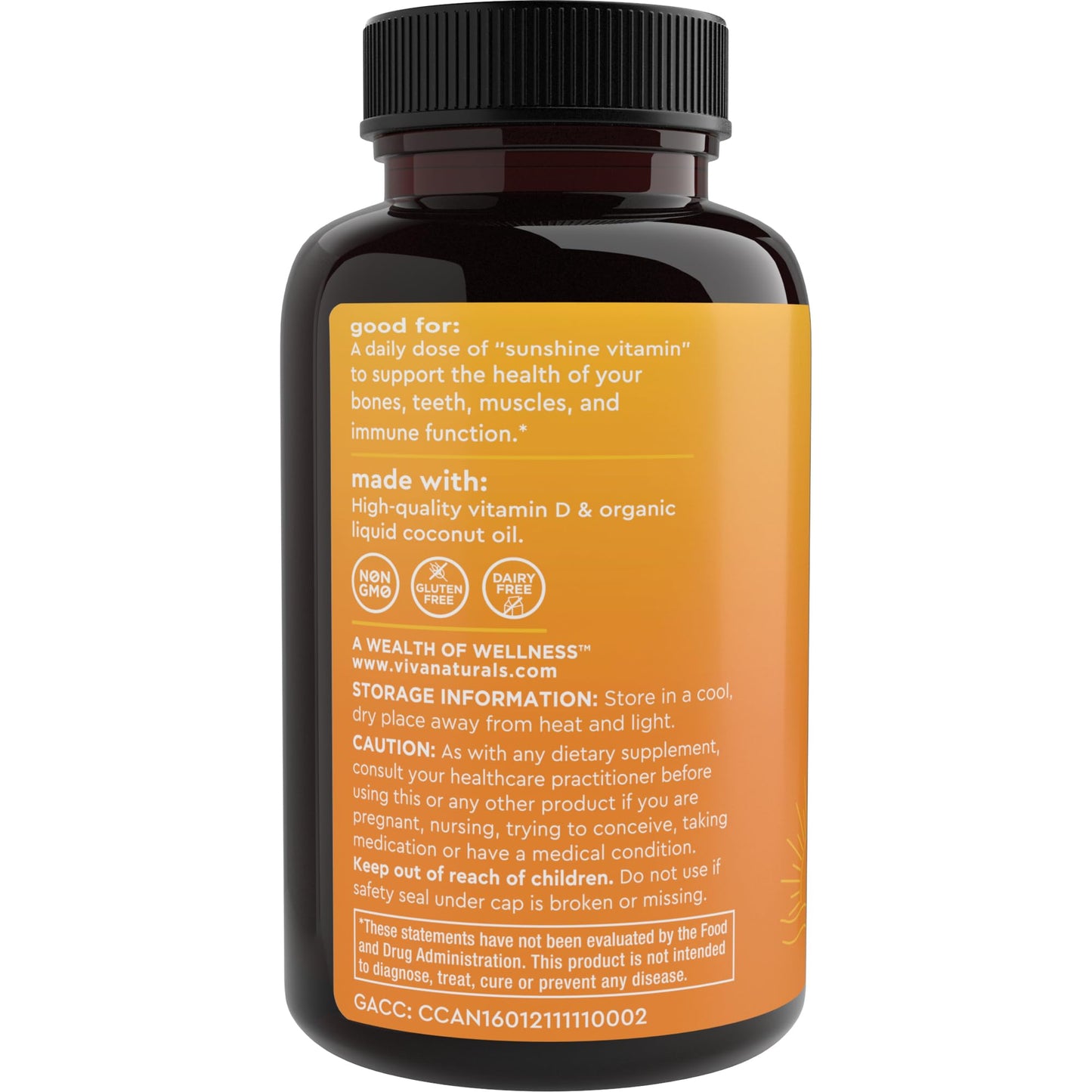 Viva Naturals Vitamin D3 5000 IU Softgels, 360 Count (125 mcg), Supports Bone & Immune Health, High Potency Vitamin D - Maple Wellness Supplements