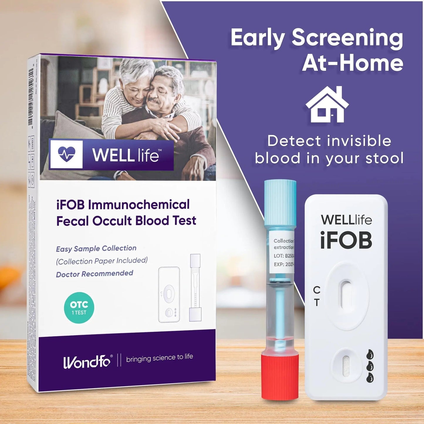 WELLlife iFOB Immunochemical Fecal Occult Blood Test, Colon Screening Test Kit Stool Test at Home Easy to Use, 1 Test Detect Hidden Blood in 10 Minutes FOB Test for Home - Maple Wellness Supplements