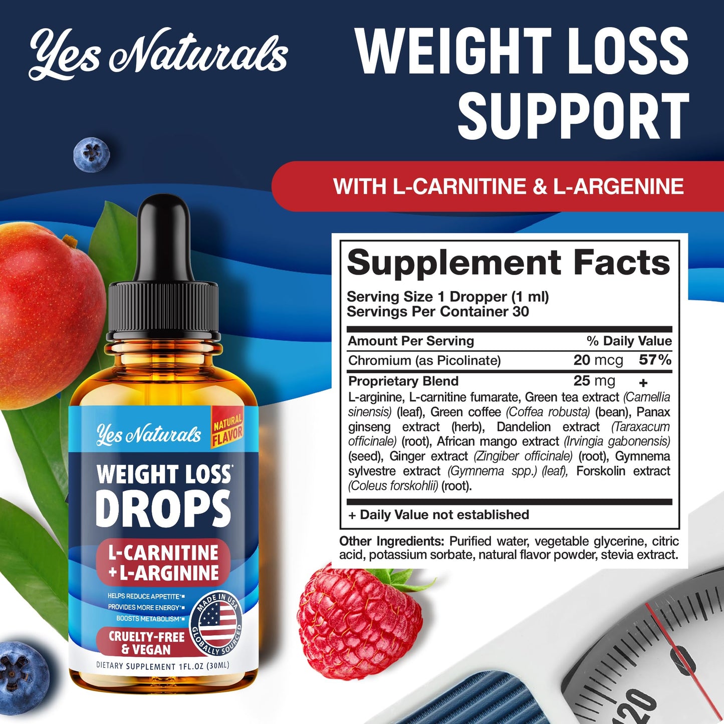 YES NATURALS! Weight Loss Drops - Natural Metabolism Booster & Appetite Suppressant - Maple Wellness Supplements