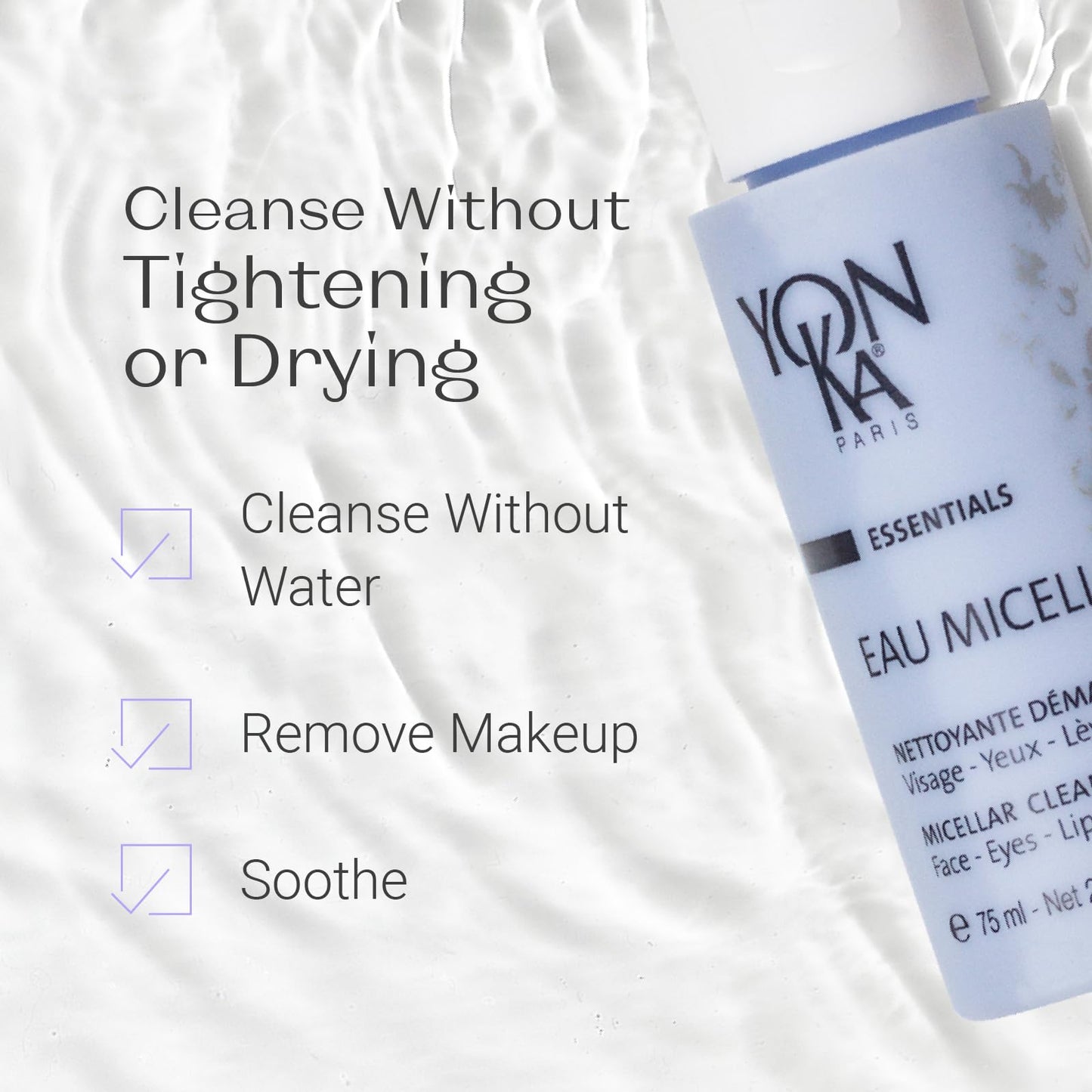 Yonka Eau Micellaire Travel Size | Micellar Water and Cleansing Makeup Remover | Gentle Face Wash with Rose and Chamomile to Remove Impurities and Hydrate | Paraben-Free | 2.53 fl oz - Maple Wellness Supplements