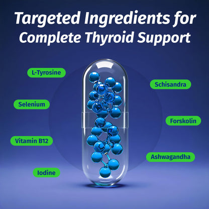 1 Body Thyroid Support Supplement for Women and Men, Selenium with Iodine, Zinc, B12, Ashwagandha and L-Tyrosine, Supports Hormone Health, Energy and Metabolism, 30 Day Supply - Maple Wellness Supplements