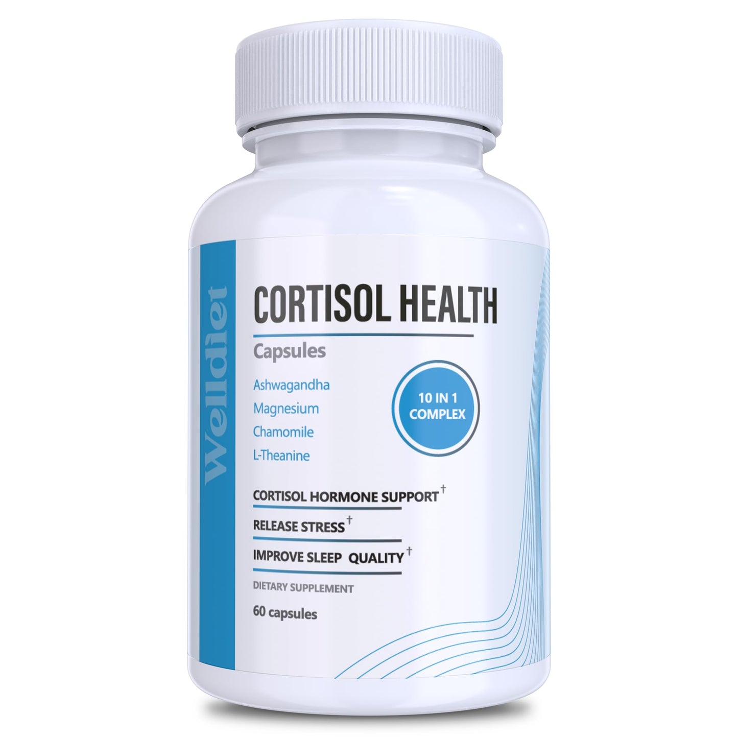 10-in-1 Cortisol Supplements with Magnesium, Ashwagandha, Chamomile, L-Theanine, St. John's Wort, Rhodiola, 60 Capsules, Cortisol Supplements For Women -& Men, Cortisol Reducer, High cortisol - Maple Wellness Supplements