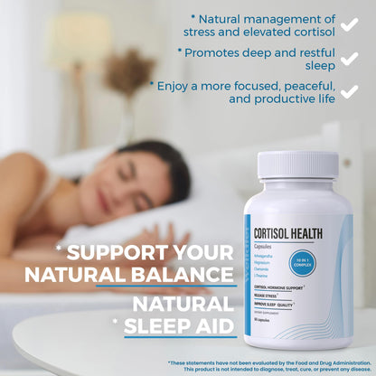 10-in-1 Cortisol Supplements with Magnesium, Ashwagandha, Chamomile, L-Theanine, St. John's Wort, Rhodiola, 60 Capsules, Cortisol Supplements For Women -& Men, Cortisol Reducer, High cortisol - Maple Wellness Supplements