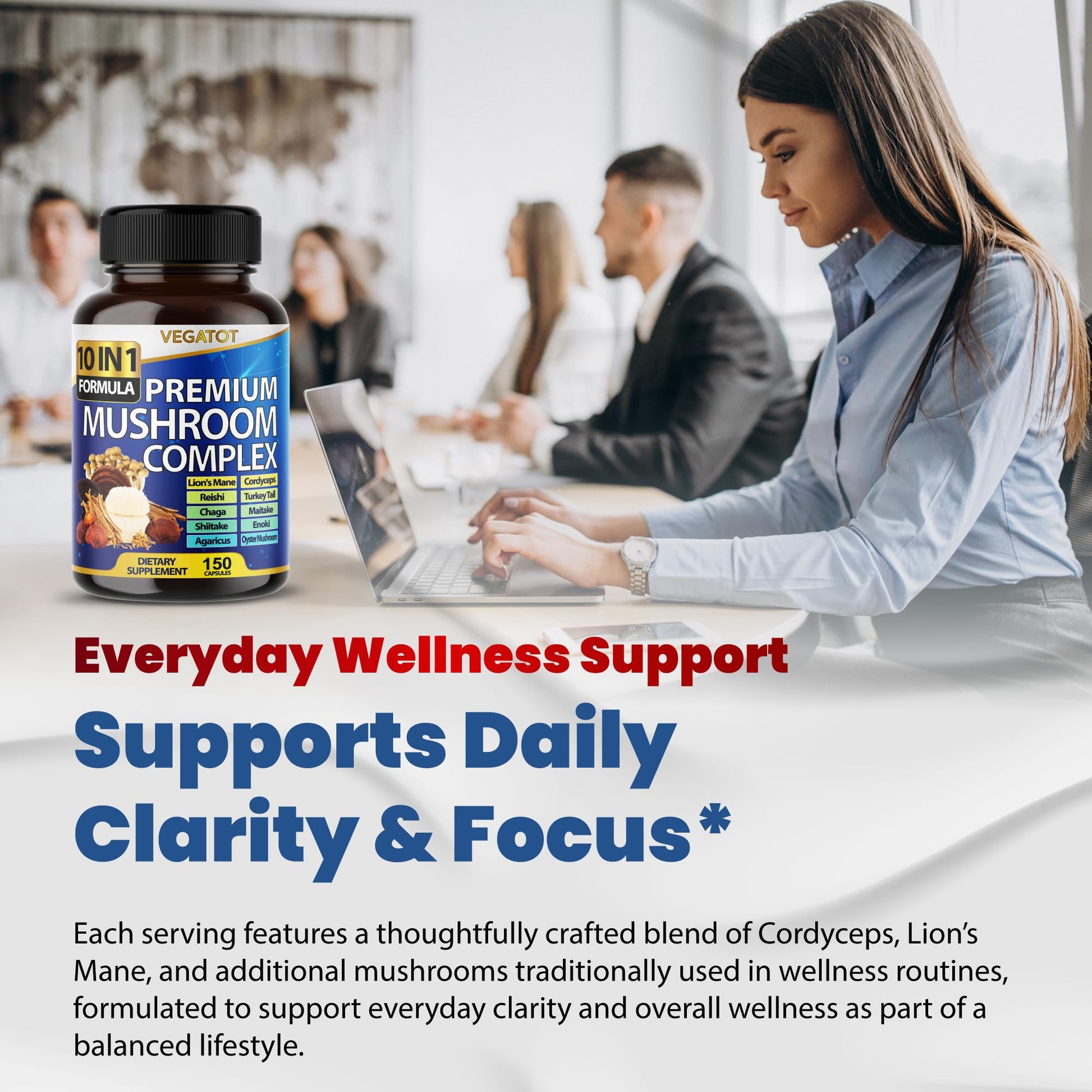 10 in 1 High Strength Mushroom Supplement - Lions Mane, Cordyceps, Reishi - Brain Supplements for Memory and Focus ** 5-Month Supply - Maple Wellness Supplements