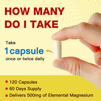 10-in-1 Magnesium Complex Supplement, Magnesium Glycinate 500mg with Citrate & Malate, Chelated High Absorption Plus Vitamin D3 & Zinc - for Nerve, Muscle & Bone Support - 120 Capsules - Maple Wellness Supplements