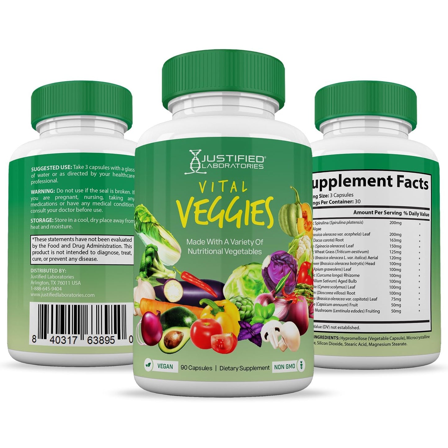 (10 Pack) Vital Fruits and Veggies Supplement Whole Food Red & Green Superfoods Non GMO Vegan Friendly 900 Veggie Capsules 10 Bottles - Maple Wellness Supplements