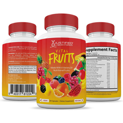 (10 Pack) Vital Fruits and Veggies Supplement Whole Food Red & Green Superfoods Non GMO Vegan Friendly 900 Veggie Capsules 10 Bottles - Maple Wellness Supplements
