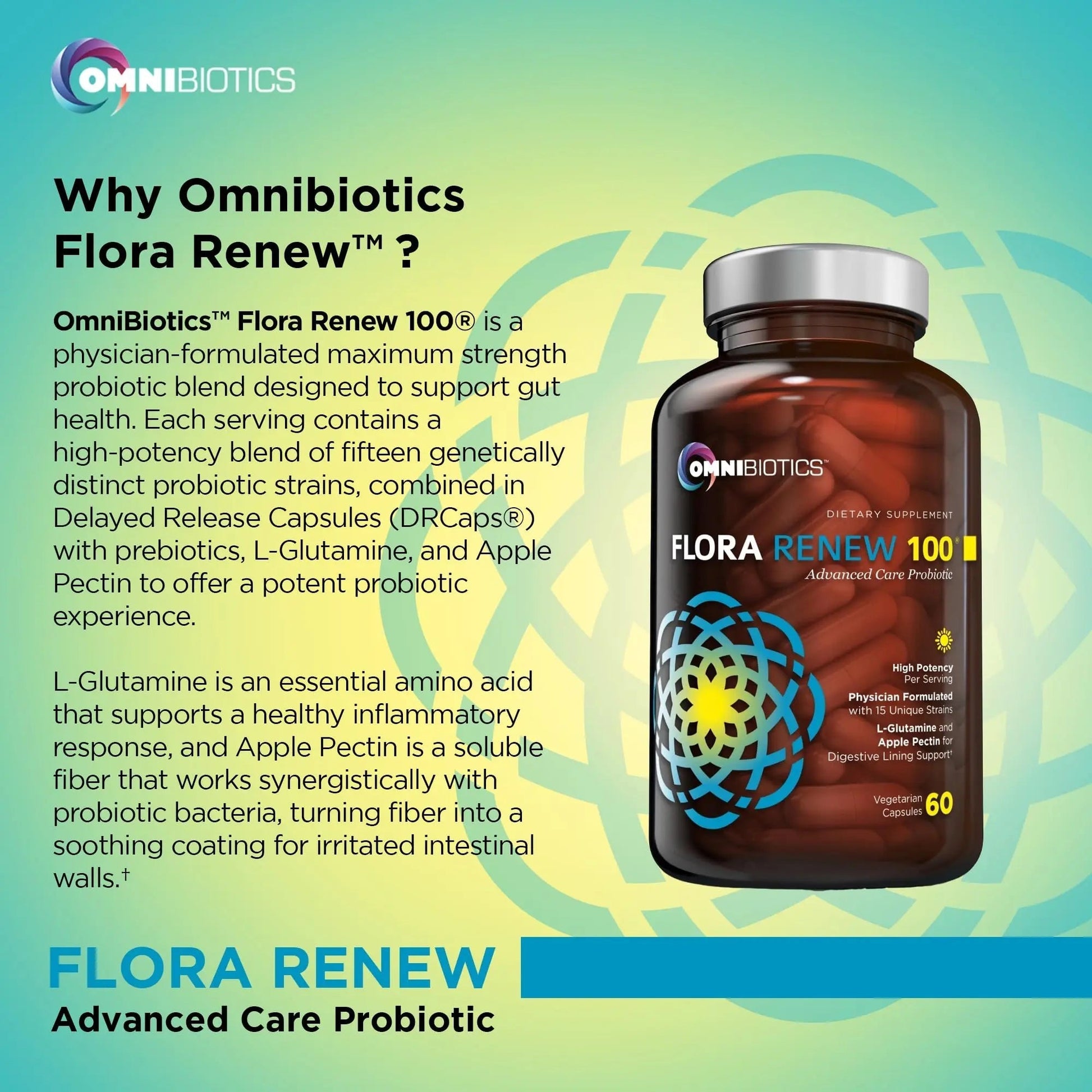 100 Billion Probiotics - 15-Strain Probiotic for Women & Men, DRCaps Delayed Release, Prebiotics, L-Glutamine, Apple Pectin, Gut Lining Support, Shelf Stable, Non-GMO, 60 Vegan Capsules for Adults - Maple Wellness Supplements
