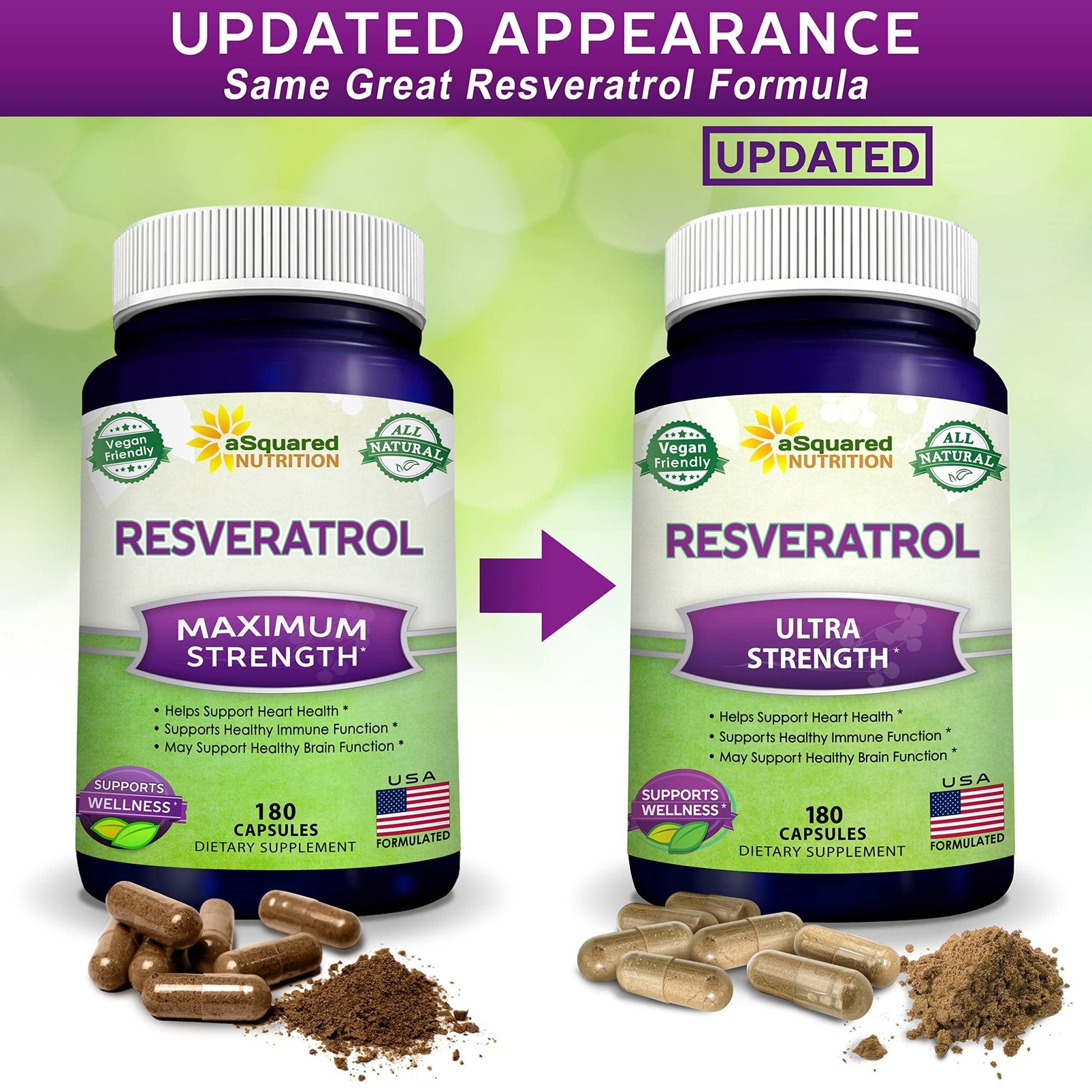 100% Natural Resveratrol - 1000mg Per Serving Max Strength (180 Capsules) Antioxidant Supplement, Trans-Resveratrol Pills - Maple Wellness Supplements