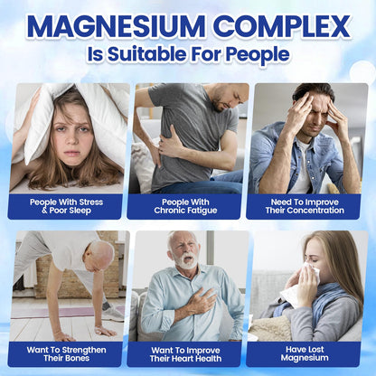 1000mg Magnesium Complex Capsules, 8-in-1 Magnesium Glycinate, Citrate, Malate, Taurate, Oxide, Carbonate, Aspartate, Orotate - 240 Capsules - Maple Wellness Supplements