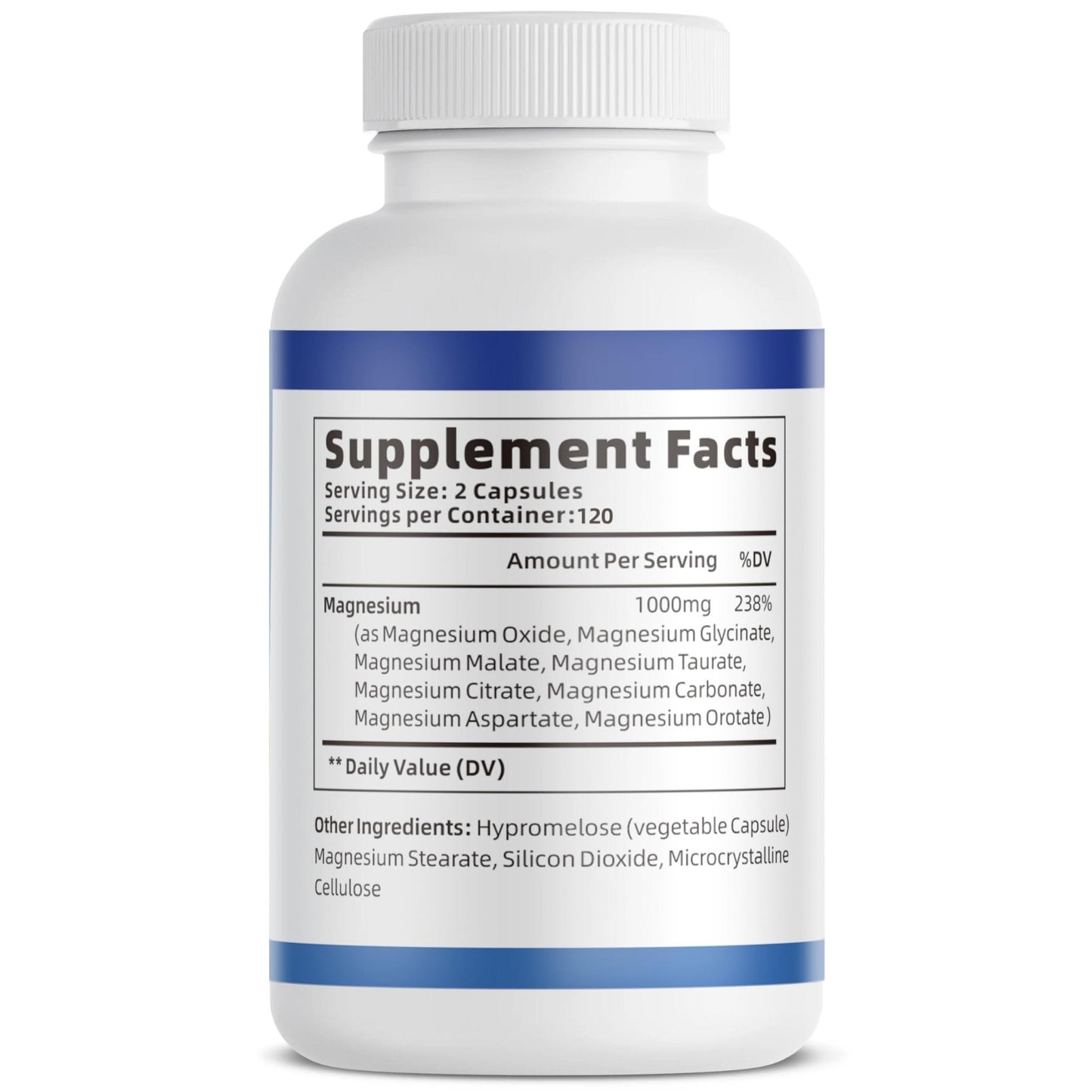 1000mg Magnesium Complex Capsules, 8-in-1 Magnesium Glycinate, Citrate, Malate, Taurate, Oxide, Carbonate, Aspartate, Orotate - 240 Capsules - Maple Wellness Supplements