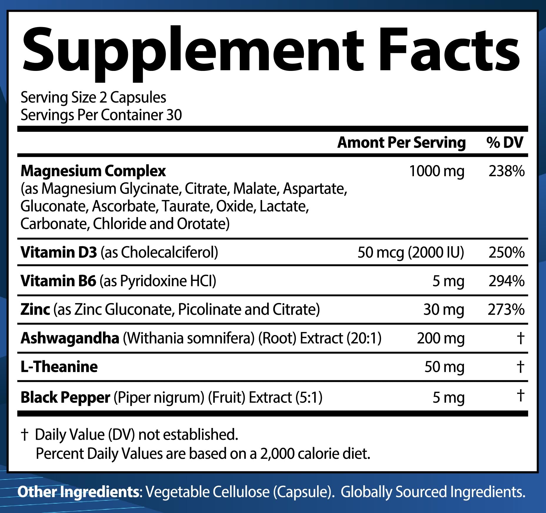 1000mg Magnesium Complex for Women and Men, 12 in 1 Magnesium Supplement with Ashwagandha, Zinc, D3, L-theanine. Easy to Swallow, High Absorption, Sleep Support & Stress Relief (60 Capsules) - Maple Wellness Supplements