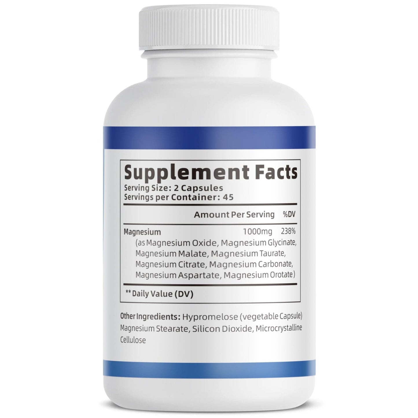 1000mg Magnesium Complex for Women & Men*, 8 Elemental with Magnesium Glycinate, Citrate, Malate, Taurate, Oxide, Carbonate, Aspartate, Orotate for Bones, Muscle - Maple Wellness Supplements
