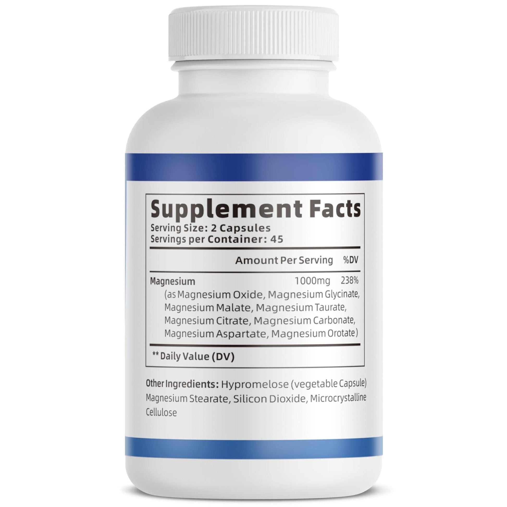 1000mg Magnesium Complex for Women & Men*, 8 Elemental with Magnesium Glycinate, Citrate, Malate, Taurate, Oxide, Carbonate, Aspartate, Orotate for Bones, Muscle - Maple Wellness Supplements