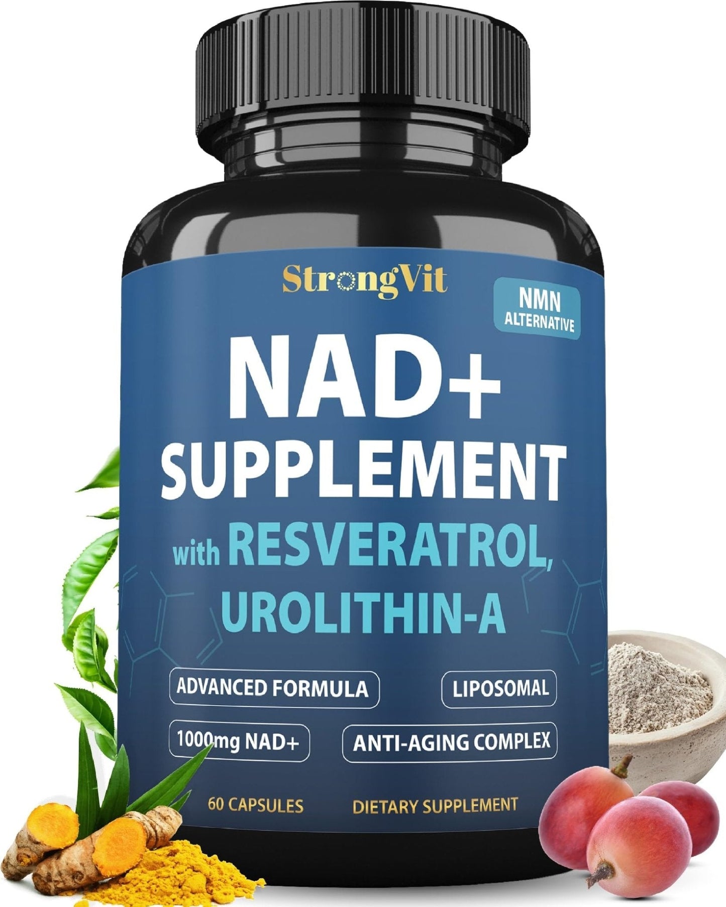 1000mg NAD Supplement with Resveratrol - Advanced Liposomal NAD+ Supplements for Men and Women - Anti-Aging Cell Regenerator - 60 NAD Plus Capsules for Energy & Cellular Health - Maple Wellness Supplements