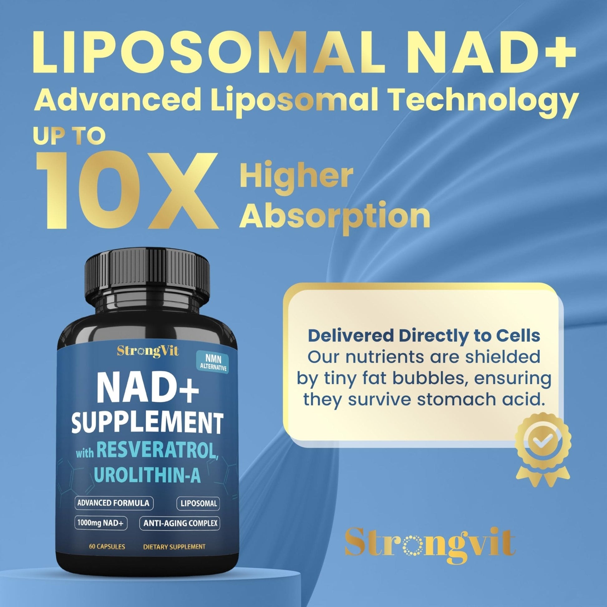 1000mg NAD Supplement with Resveratrol - Advanced Liposomal NAD+ Supplements for Men and Women - Anti-Aging Cell Regenerator - 60 NAD Plus Capsules for Energy & Cellular Health - Maple Wellness Supplements