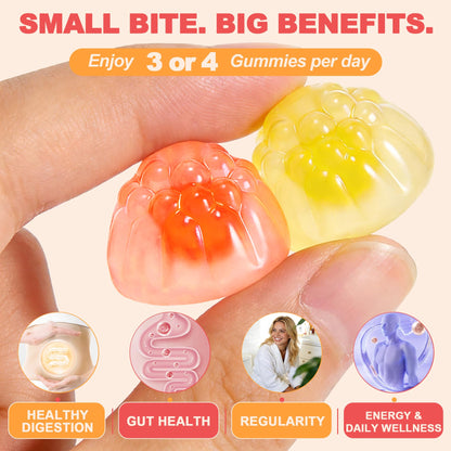 10g Fiber Gummies for Adults with Probiotics, Sugar Free Fiber Supplement with Organic Super Greens & Digestive Enzymes, Supports Gut Health, - Maple Wellness Supplements