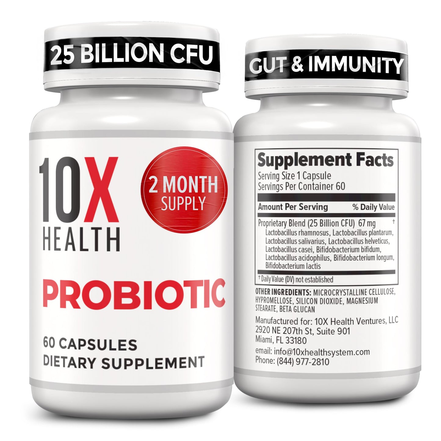 10X Health Probiotics for Men - 60 Capsules Immune Support Supplement & Probiotics for Digestive Health with Lactobacillus Rhamnosus, - Maple Wellness Supplements