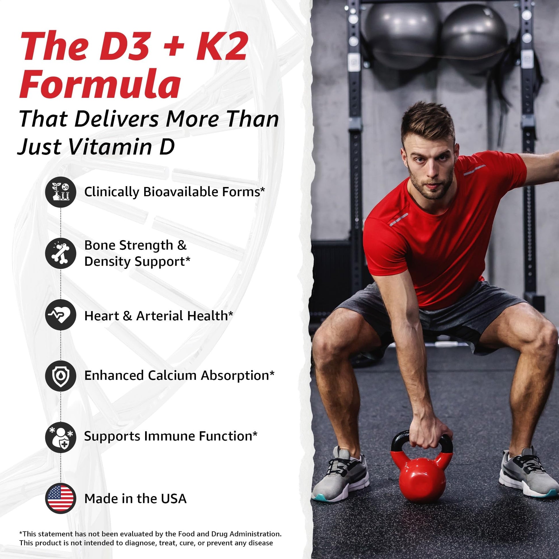 10X Health Vitamin D3 5000 IU & K2 MK7 - Menaquinone 7, High-Potency D3 K2 Vitamin Supplement for Bone Health, Heart and Teeth - 125 mcg Vitamin D & 90 mcg Vitamin K2-60 Capsules - Maple Wellness Supplements