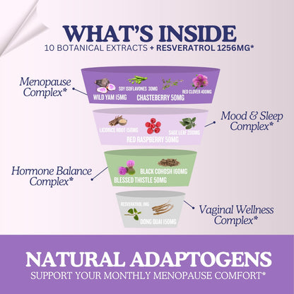 11-in-1 Hormonal Balance, Relief for Menopause Symptoms, Helps Reduce Hot Flashes, Night Sweats, and Mood Swings, Clinically Proven Ingredients, Natural PMS Support, Made in USA, 3rd Party-Tested - Maple Wellness Supplements
