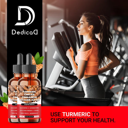 11in1 Turmeric Supplement for Health Heart & Wellness Support – with Ginger, Garlic, Ceylon Cinnamon, Berberine, Ginseng, Apple Cider Vinegar – 30ml Liquid Drops – 60 Servings - Maple Wellness Supplements